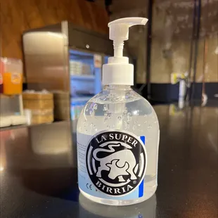 a bottle of hand sanitizer