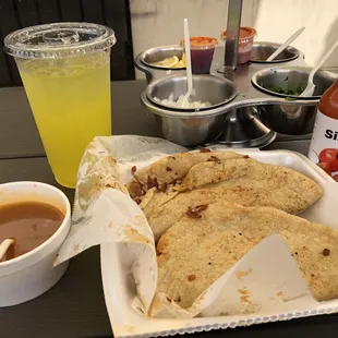 Birria combo with pina agua fresca.
