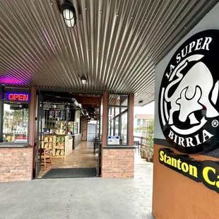 the entrance to the restaurant