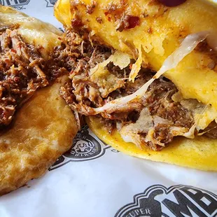 Inside the Quesa Birria taco (right)