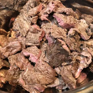  close up of meat in a bowl