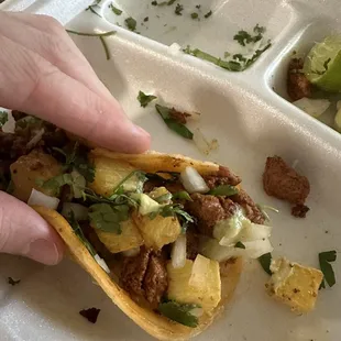 As I ate the third taco I thought - this is so good it deserves a picture and a review. So here I am.