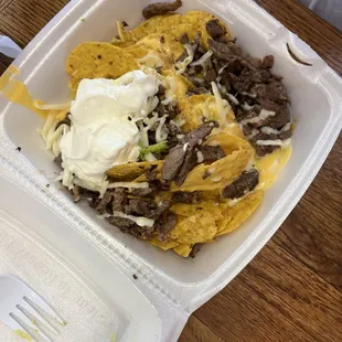 Steak nachos without veggies
