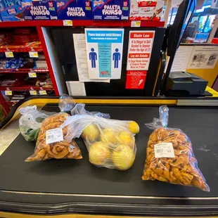bananas, pretzels, and pretzels