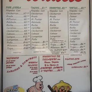 menu