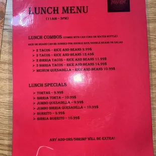 Lunch specials