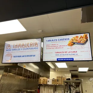 menus on a large screen