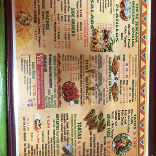 menu