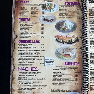 menu