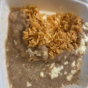 Side of beans and rice (we had just shoveled some rice out).....it was too good to let it get cold !!!...hahahaha