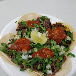 Delicious tacos! Cabeza and al pastor!