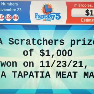 Winner $1000.00