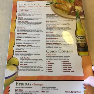 menu