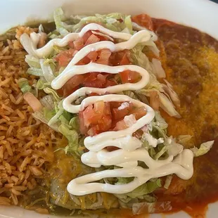 Red and green Enchiladas