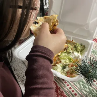 She gobbled up the Asada quesadilla... sorry for the view