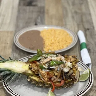 a pineapple and rice