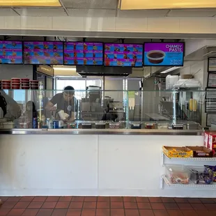 the counter and menus