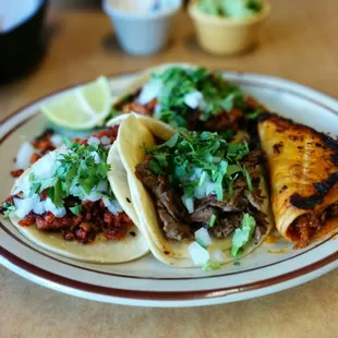 three tacos on a plate