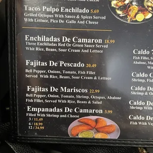 menu