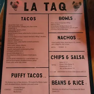 a menu for a mexican restaurant