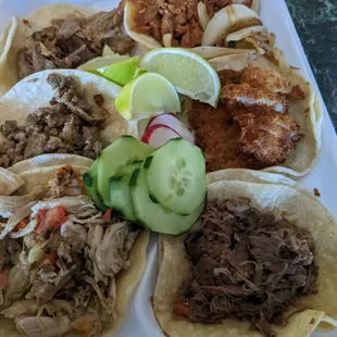 Variety of street tacos