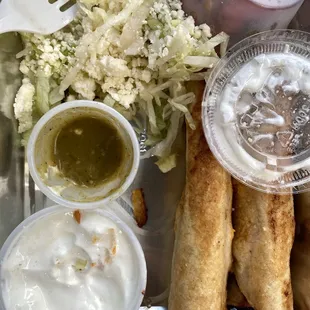 Chicken tinga flautas to go