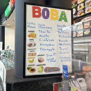 Boba menu