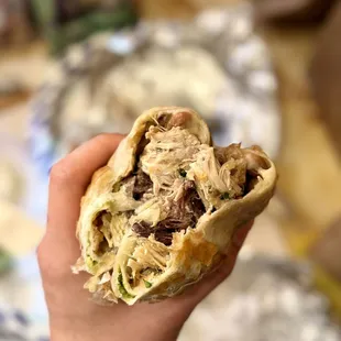 Pollo and Lengua Burrito - Dorado Style