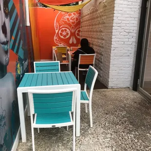 Small patio if you want to eat in