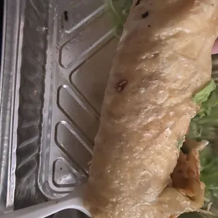 Cajun Shrimp Chimichanga, but no rice and no beans