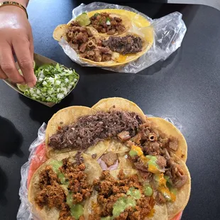 Tripitas,barbacoa, longaniza, and barbacoa, always a good meal.