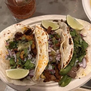 Pastor and steak tacos