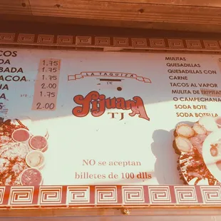 The menu