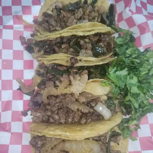 Porfirio style Alambre tacos.