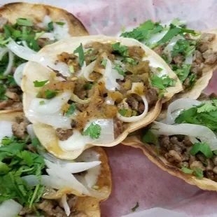 Called &quot;Tostadas&quot; here. Otherwise known as &quot;espadas&quot; or &quot;vampiros&quot;. Whatever the name, they&apos;re delicious!  Veggies served on the side.