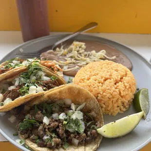 Tacos rice and beans