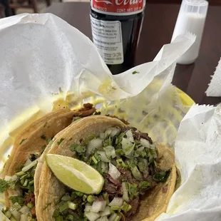 Al Pastor and steak tacos