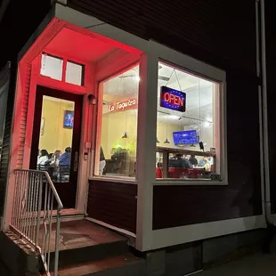 the entrance to the restaurant