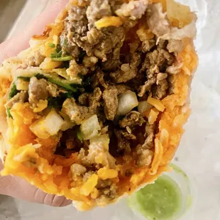 More than halfway through the burrito