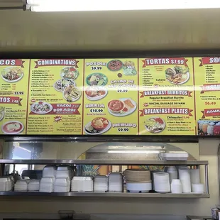 a menu on the wall