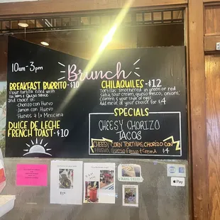 Brunch menu