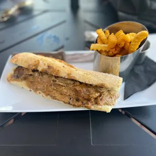 Steak and mushroom hot sandwich. This is mushroom heavy and was delicious