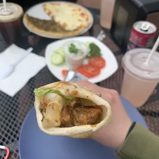 Mediterranean Chicken Wrap, Rose Lemonade, Za&apos;atar Manoushe Specialty, Cheese Manoushe Specialty, Lebanese Tzatziki Specialty.