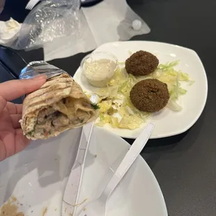 Falafel side, Shawarma Wrap