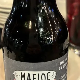 Maeloc strawberry hard cider. Not too sweet and not too tart. Only 4% alcohol. Would recommend.