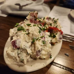 a plate of potato salad