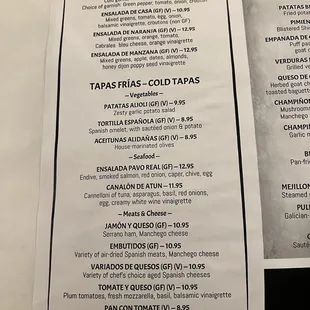 Sept. 2023 menu