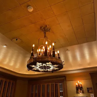 Wine bottle chandelier