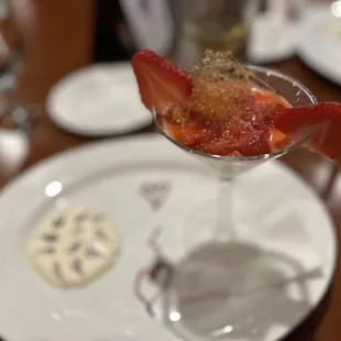 a dessert in a martini glass