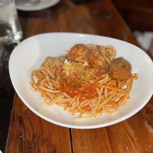 Bucatini and meatballs